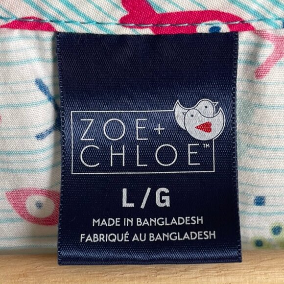 ZOE + CHLOE Bundle Two Tops Scrubs V Neck 100% Cotton Animals Cats Sea Horse , L - Picture 12 of 16